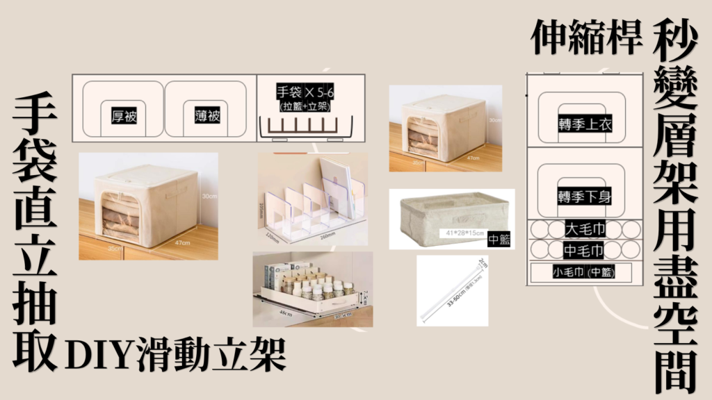 長輩衣櫃低成本收納配件細節：立面分層、垂直直立架與透明儲物配件 | 木白收納所